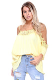 Off The Shoulder Lace Pleated Top