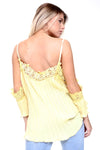 Off The Shoulder Lace Pleated Top
