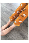 Orange Small Floral Print Trousers