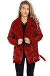 Oversized Faux Suede Faux Fur Shearling Jacket Coat