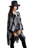 Oversized Grey Stripe Blanket Cape