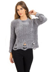 Oversized Soft Chenille Distressed Jumper