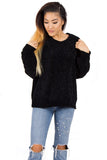 Oversized Soft Chenille Knitted Hole Design Sleeve Jumper