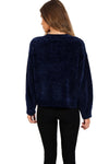 Oversized Soft Chenille Knitted Hole Design Sleeve Jumper