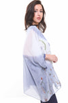 Oversized Tie Dye Floral Embroidered Floaty Sleeve Blouse Top