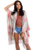 Pale Pink and Mint Green Tartan Check Blanket Cape with Tassels