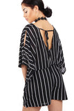 Pin Stripe Oversized Cut Out Summer Holiday Playsuit