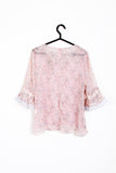 Pink Floral Print Chiffon Floaty Blouse Top