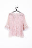 Pink Floral Print Chiffon Floaty Blouse Top