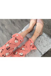 Pink Small Print Floral Pleat Hem Trousers