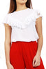 Pleated Ruffle Cap Sleeve Top