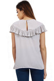 Pleated Ruffle Cap Sleeve Top