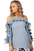 Pleated Ruffle Tie Sleeve Strappy Off Shoulder Top