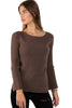 Rib Knit Bell-Sleeve Top With Cross Back