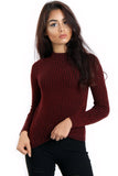 Knitted Ribbed Funnel Neck Jumper