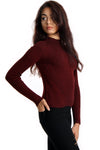 Knitted Ribbed Funnel Neck Jumper