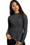 Knitted Ribbed Funnel Neck Jumper