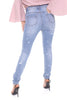 Ripped Diamante Jewel Detail Skinny High Waist Jeans