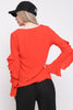 V Neck Ruffle Waterfall Sleeve Blouse Top