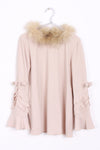 Ruffle Bow Detail Bell Sleeve Fur Trim Collar Knitted Jumper