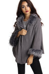 Short Faux Fur Cape With Sleeves