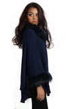 Short Faux Fur Cape With Sleeves