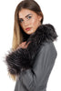 Short Faux Fur Trim Biker Leather Coat
