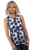 Sleeveless Floral Mesh Overlay Vest Top