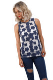 Sleeveless Floral Mesh Overlay Vest Top