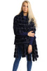 Soft Faux Fur Shawl Poncho in navy