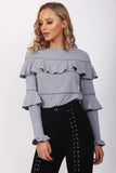 Soft Stretch Cotton Jersey Ruffle Jumper Top