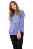 Striped Asymmetric Bow and Stud Shirt