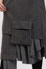 Striped Longline Sleeveless Waistcoat with Split Buttons Pockets Detail