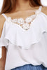 V Neck Floral Embellished Pearl Cami Cold Shoulder Top