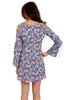 V-neck Skater Dress with Lace Up Detail Sleeves In Paisley Print