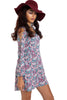 V-neck Skater Dress with Lace Up Detail Sleeves In Paisley Print