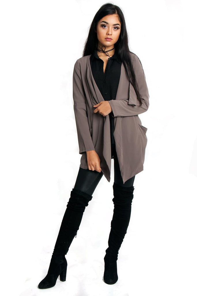 Waterfall Chiffon Duster Jacket Urban Mist UK