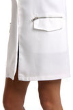 White Longline Sleeveless Jacket Waistcoat with Zip Pocket
