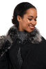 Wooly Faux Fur Collar Knitted Cape Buckle Poncho with Fur Cuffs