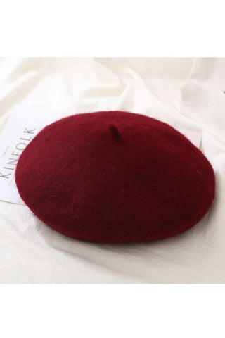 Woolen Beret Hat in wine