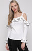 Strappy Stretch Cotton Ruffle Detail Top