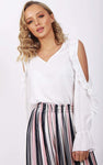 Cold Shoulder Ruffle Detail Blouse Top