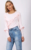 Cross Over Ruffle Detail Long Sleeve Jumper Top