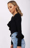 Cross Over Ruffle Detail Long Sleeve Jumper Top
