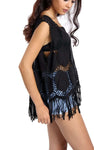 Fringe Faux Suede Crochet Top Tassel