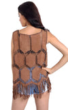 Fringe Faux Suede Crochet Top Tassel