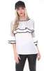 Lace Ruffle 3/4 Sleeve Blouse Top