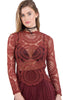 Long Sleeve Lace Crochet Top With Back Zip