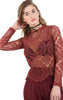 Long Sleeve Lace Crochet Top With Back Zip