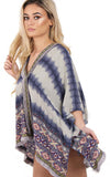 Lilac Aztec Two Tone Embroidered Trim Kaftan Top